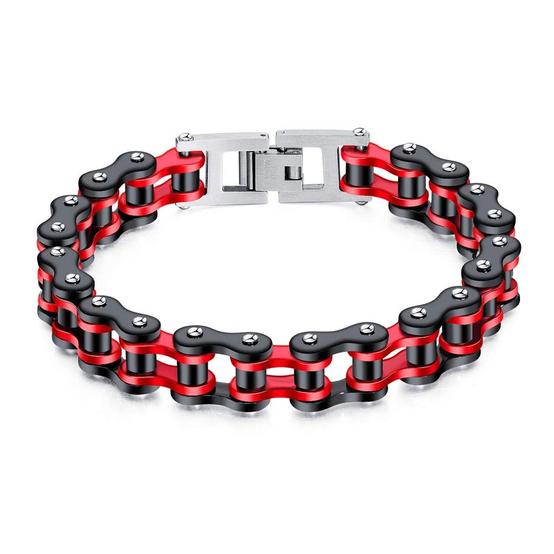 Feraco Mens Bikers Bracelet Stainless Steel Motorcycle Bike Chain Bracelets 8.4 Inch - Image 1